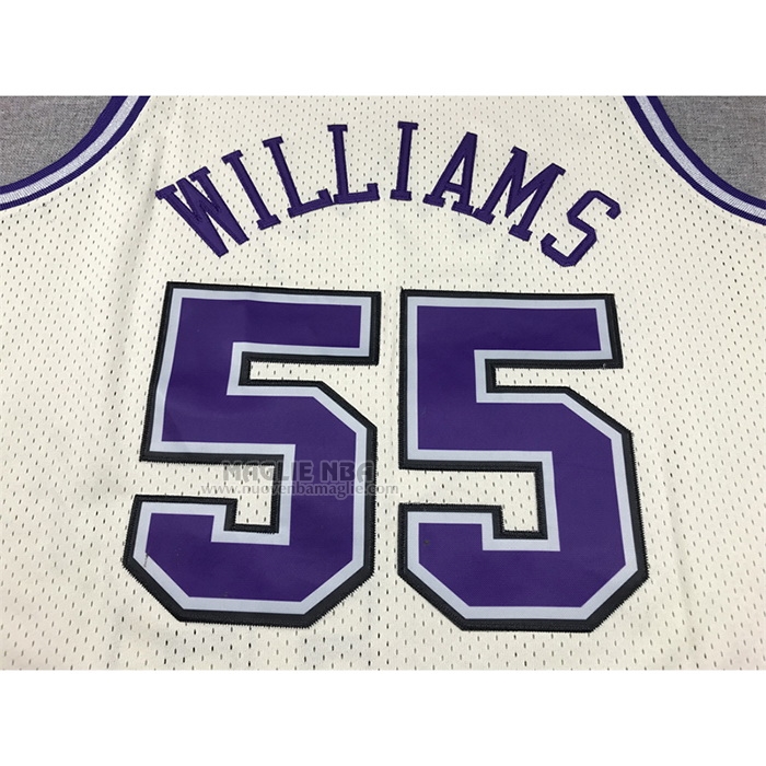 Maglia
 Jason Williams NO 55 Sacramento Kings Mitchell & Ness Chainstitch Crema

